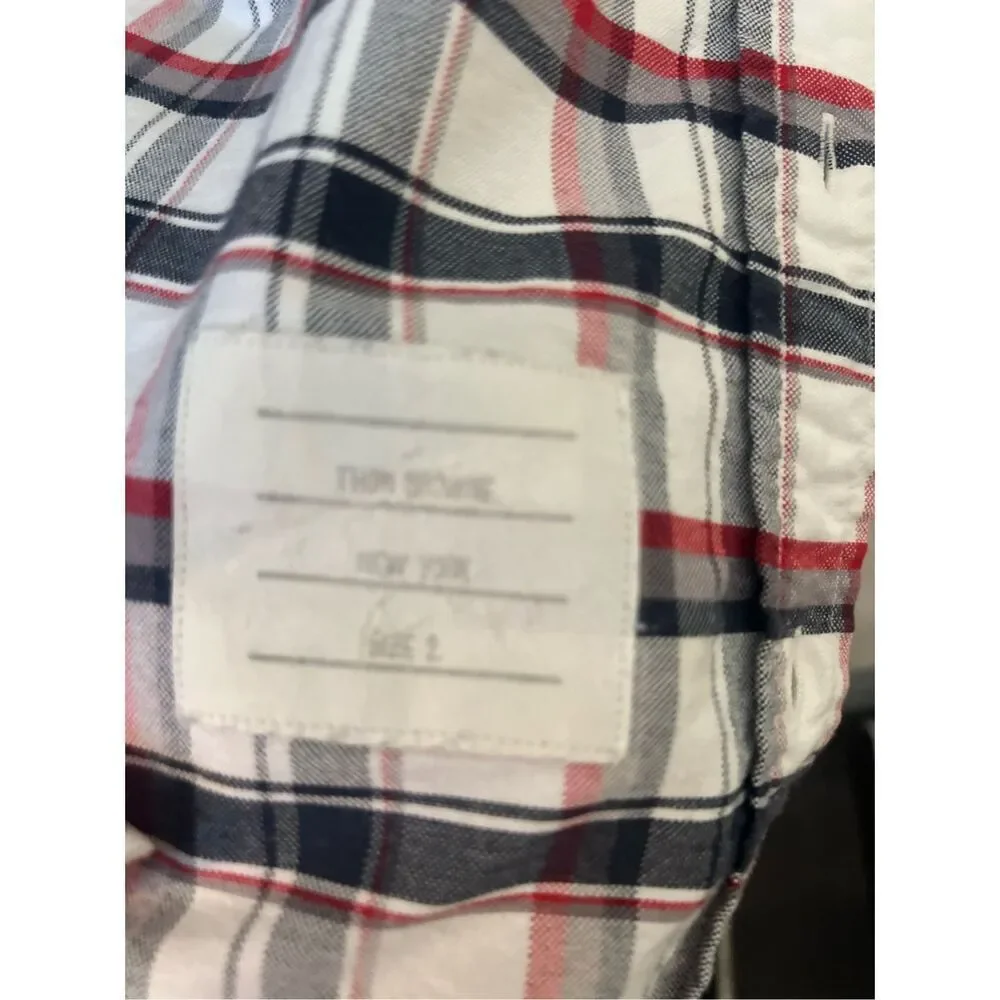 Thom Browne Plaid Print Long Sleeve Button Down Shirt Womens Size XS - Picture 4 of 9